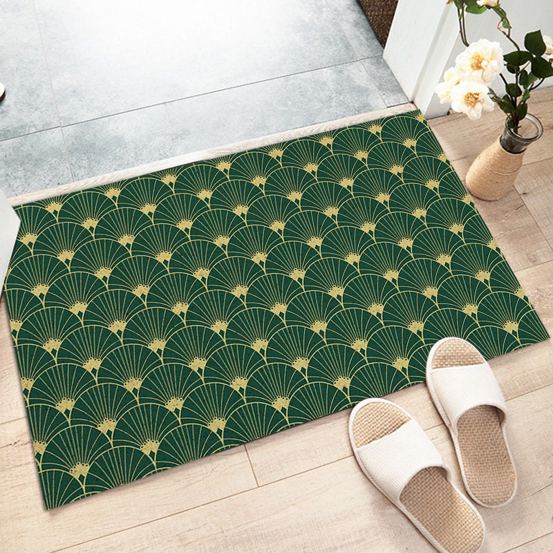 Green Palm Leaf Coil Doormat β Washable Indoor Outdoor Entryway Mat