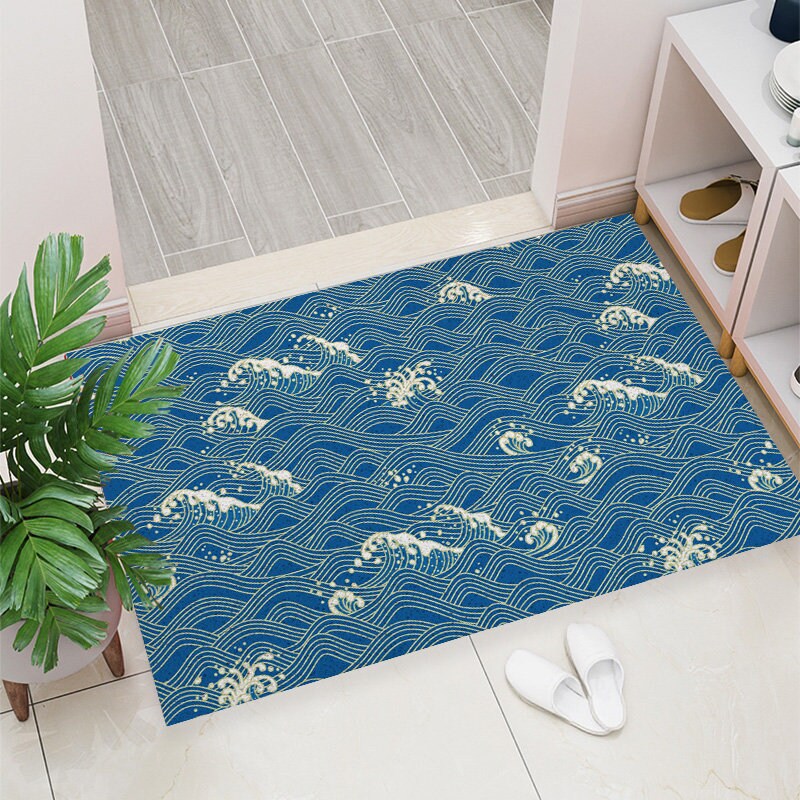 Japanese Ocean Wave Coil Doormat β Washable Indoor Outdoor Entryway Mat