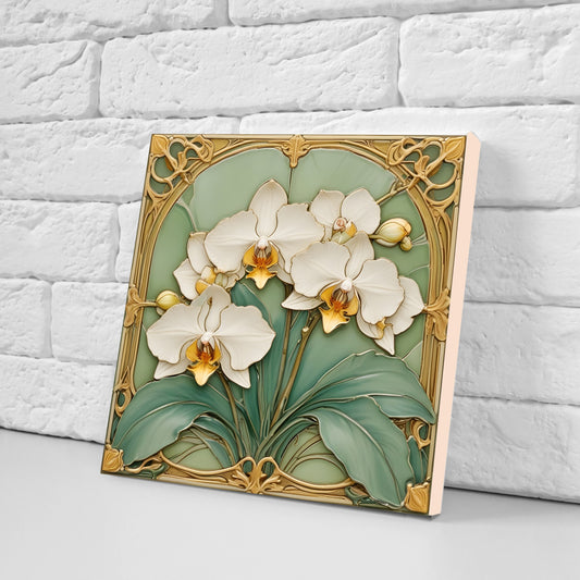 Art Nouveau Floral Ceramic Tiles: Kitchen & Bath Wall Decor - Set Of 2