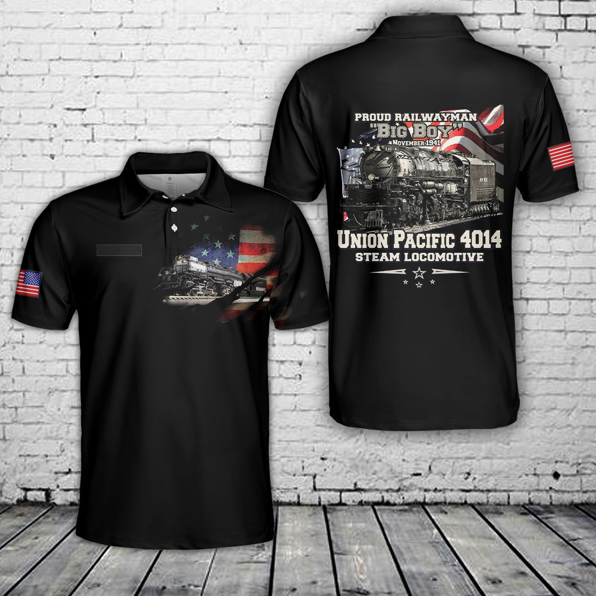 Custom Name Union Pacific Steam Locomotive 4014 Big Boy Polo Shirt