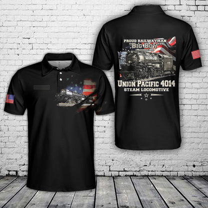 Custom Name Union Pacific Steam Locomotive 4014 Big Boy Polo Shirt