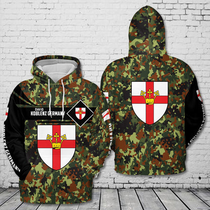 Custom Name Koblenz Germany 3d Hoodie