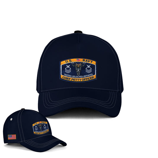 Us Navy Rating Chief Petty Officer Cpo Hat Patch Uss Tested Selected Initiated Baseball Cap