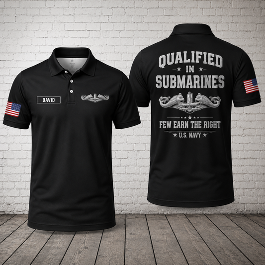 Custom Qualified In Submarines Polo Shirt - U.s. Navy Dolphins