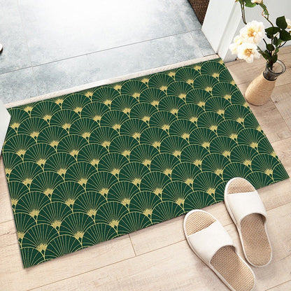 Green Palm Leaf Coil Doormat — Washable Indoor Outdoor Entryway Mat