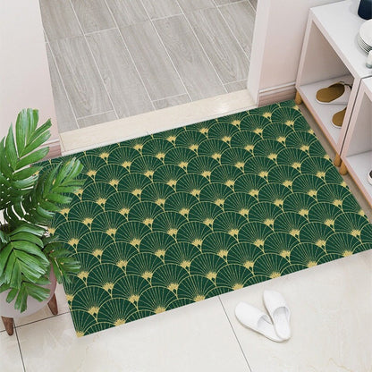 Green Palm Leaf Coil Doormat — Washable Indoor Outdoor Entryway Mat