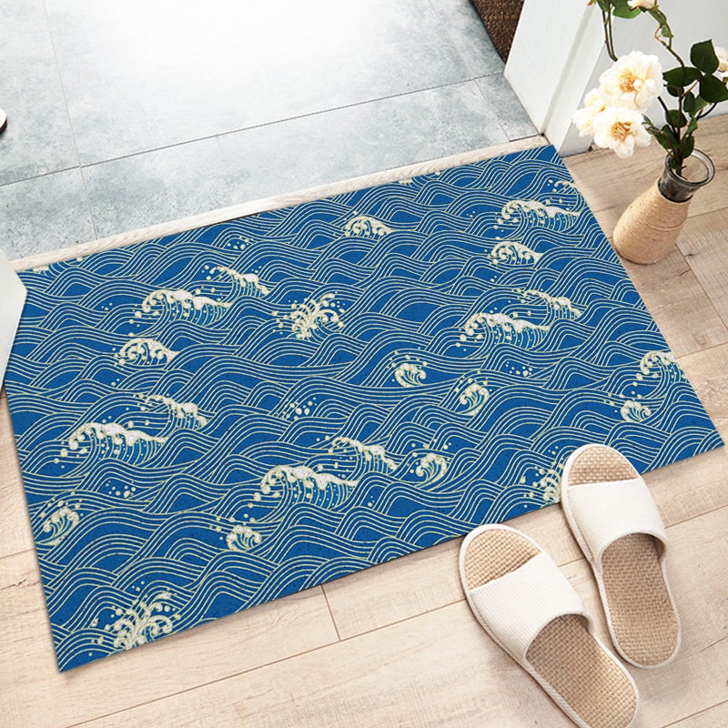 Japanese Ocean Wave Coil Doormat — Washable Indoor Outdoor Entryway Mat