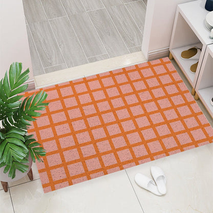 Symmetrical Squared Art Coil Doormat — Washable Indoor Outdoor Entryway Mat