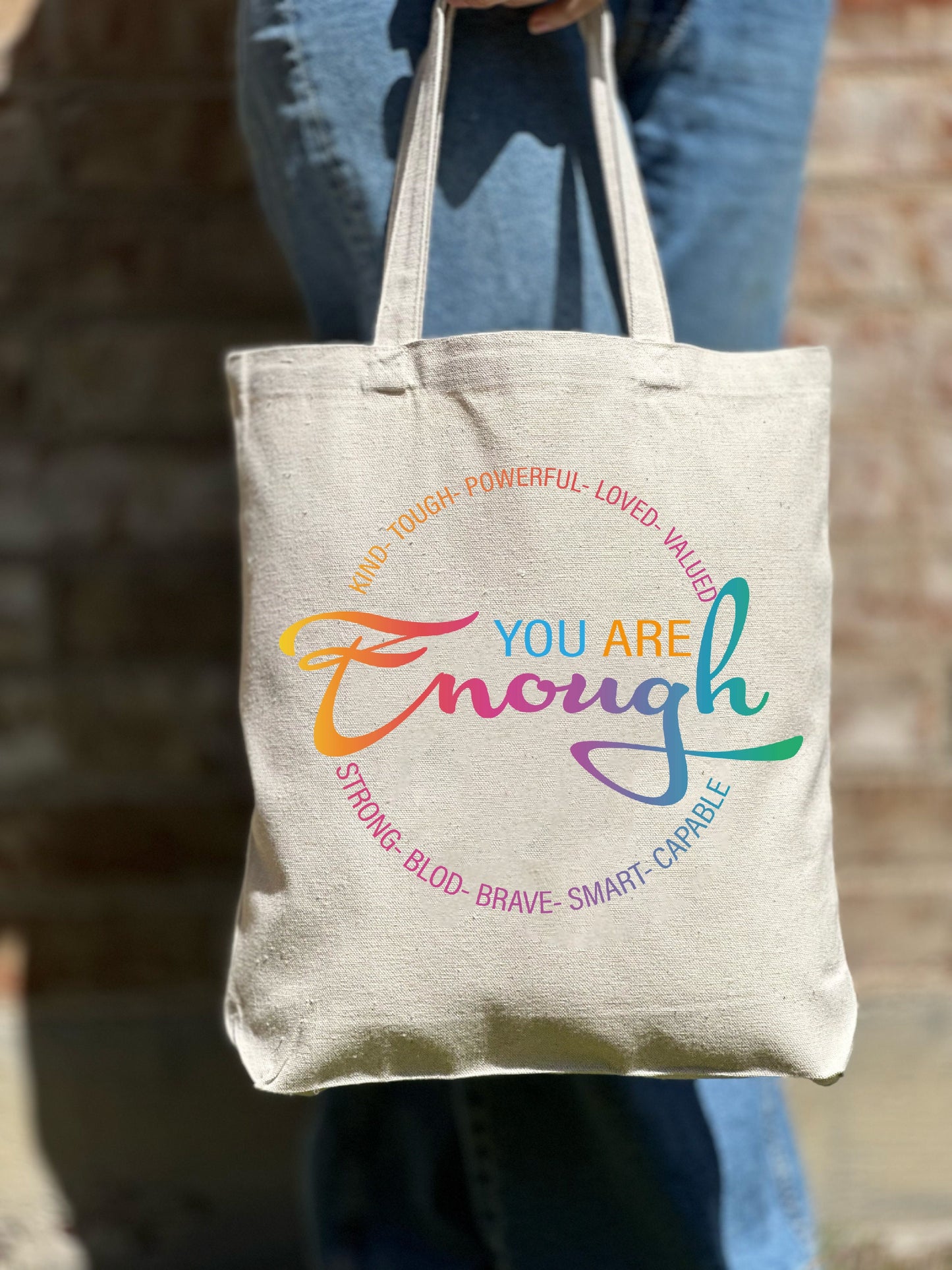 Rainbow Pride Tote Bag, LGBTQ You are Enough Tote Bag,Gay Lesbian Tote Bag, Shoulder Tote Bag, Canvas Bag, Aesthetic Bag, Casual Canvas Tote