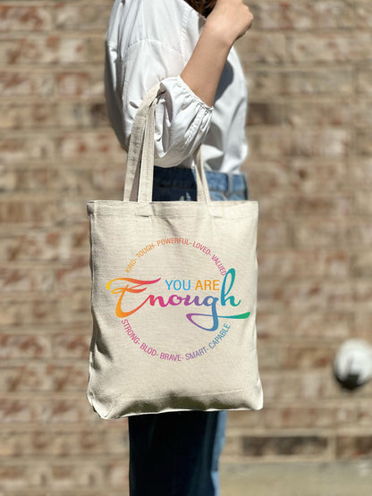 Rainbow Pride Tote Bag, LGBTQ You are Enough Tote Bag,Gay Lesbian Tote Bag, Shoulder Tote Bag, Canvas Bag, Aesthetic Bag, Casual Canvas Tote