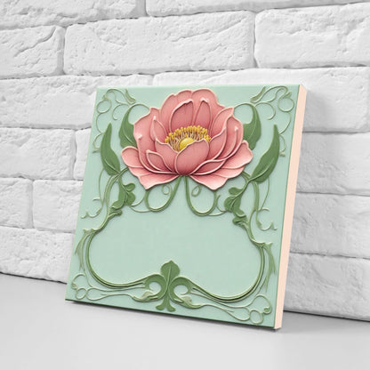 Art Nouveau Flower Ceramic Tile - Rose Wall Decor Kitchen Backsplash Floral Bathroom Deco