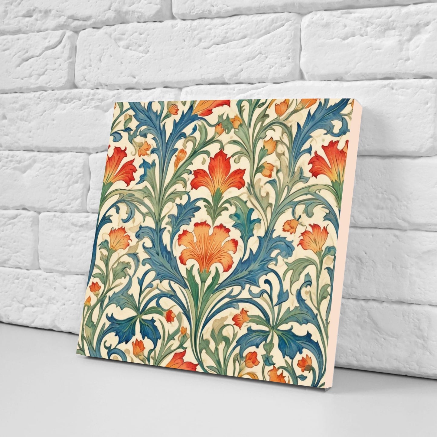Art Nouveau Flower Ceramic Tiles: Kitchen & Bath Decor - Set Of 2