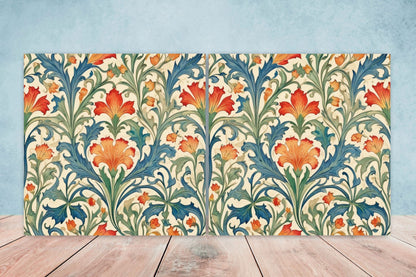 Art Nouveau Flower Ceramic Tiles: Kitchen & Bath Decor - Set Of 2
