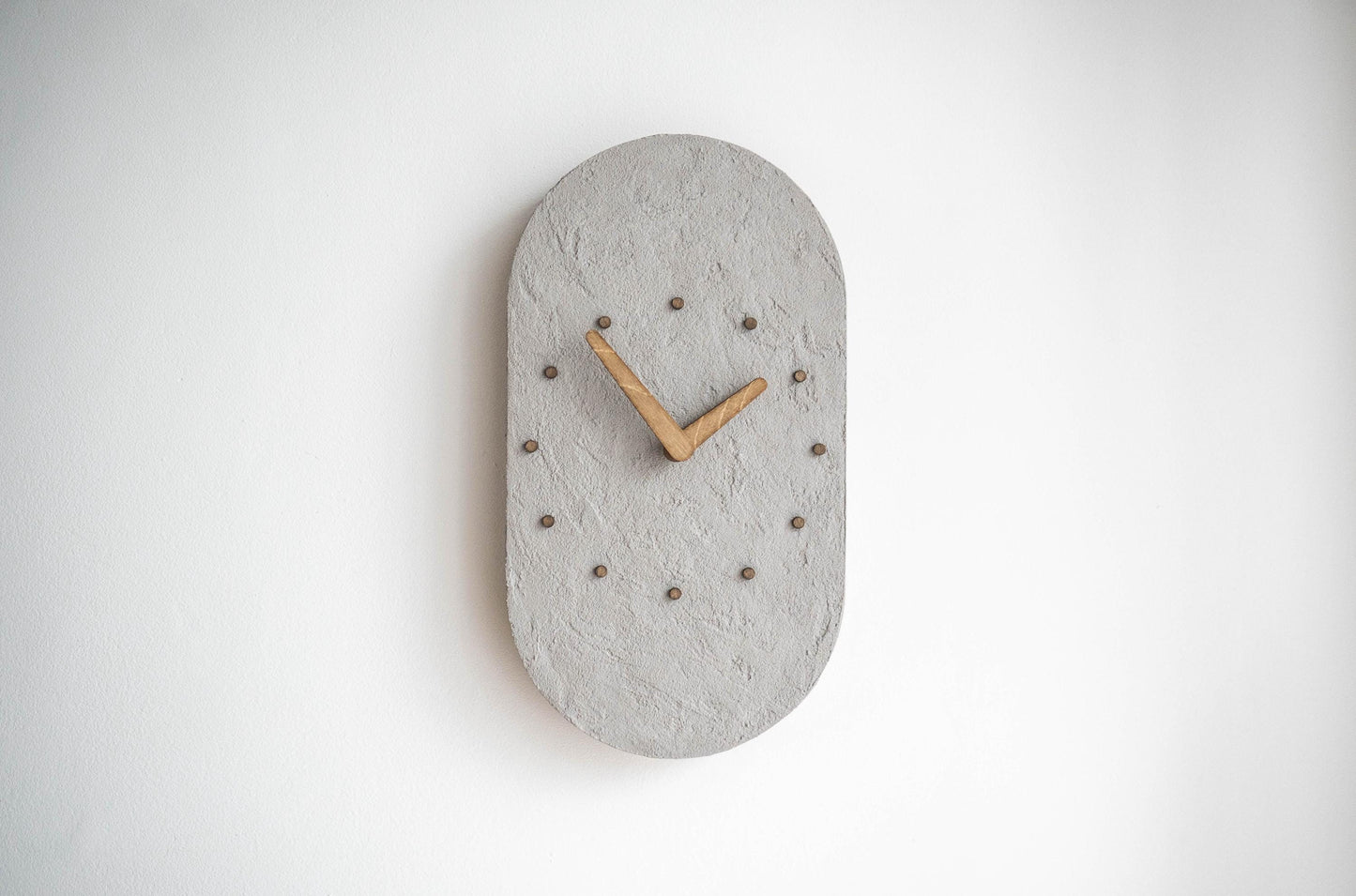 Concrete Effect Wall Clock — Textured Minimalist Scandinavian Stone Style