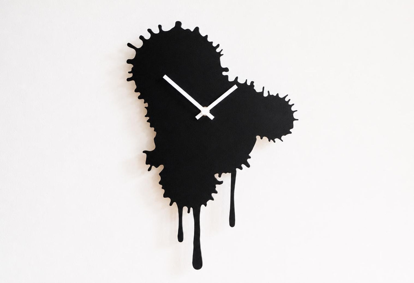 Black Wooden Drip Wall Clock — Abstract Melted Art Dopamine Decor