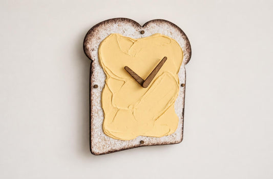 Butter Toast Wall Clock — Funny 3D Wooden Bread Kitchen Decor