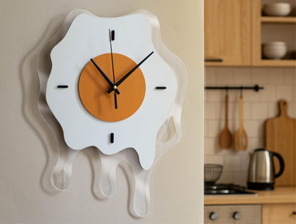 Fried Egg Wall Clock — Oversized Pop Art Funny Kitchen Wall Decor