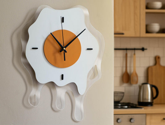 Fried Egg Wall Clock — Oversized Pop Art Funny Kitchen Wall Decor