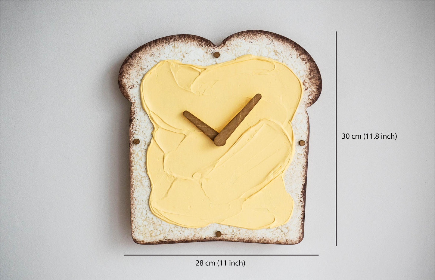 Butter Toast Wall Clock — Funny 3D Wooden Bread Kitchen Decor
