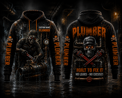 Custom Name Plumber Built To Fix It No Leaks No Excuses Halloween 3d Hoodie